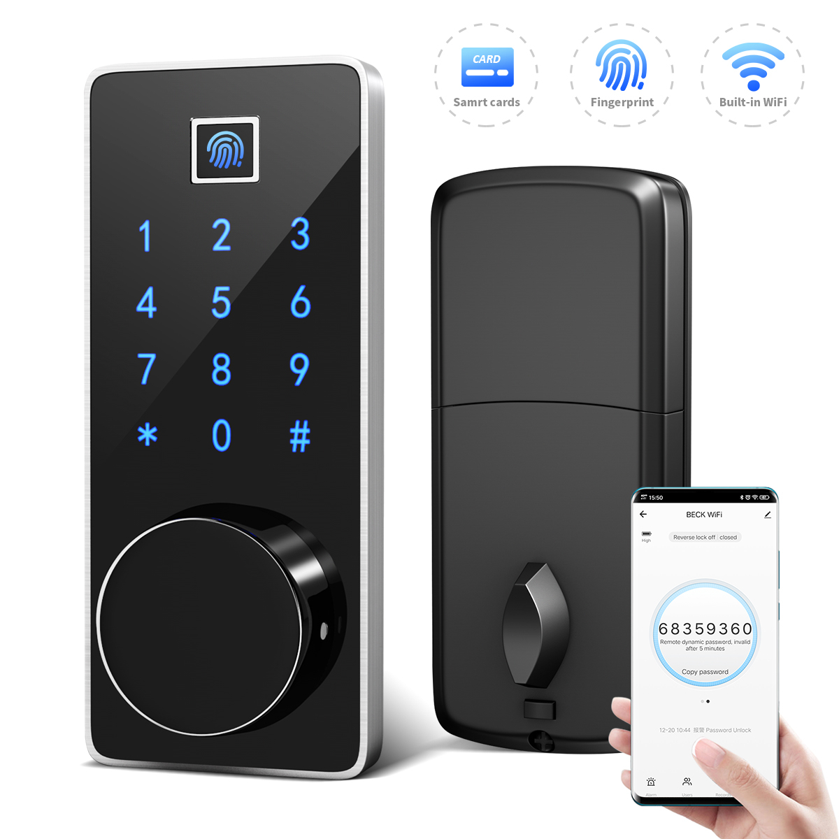 External Code ID Bluetooth Smart Deadbolt Fingerprint Lock - Click Image to Close